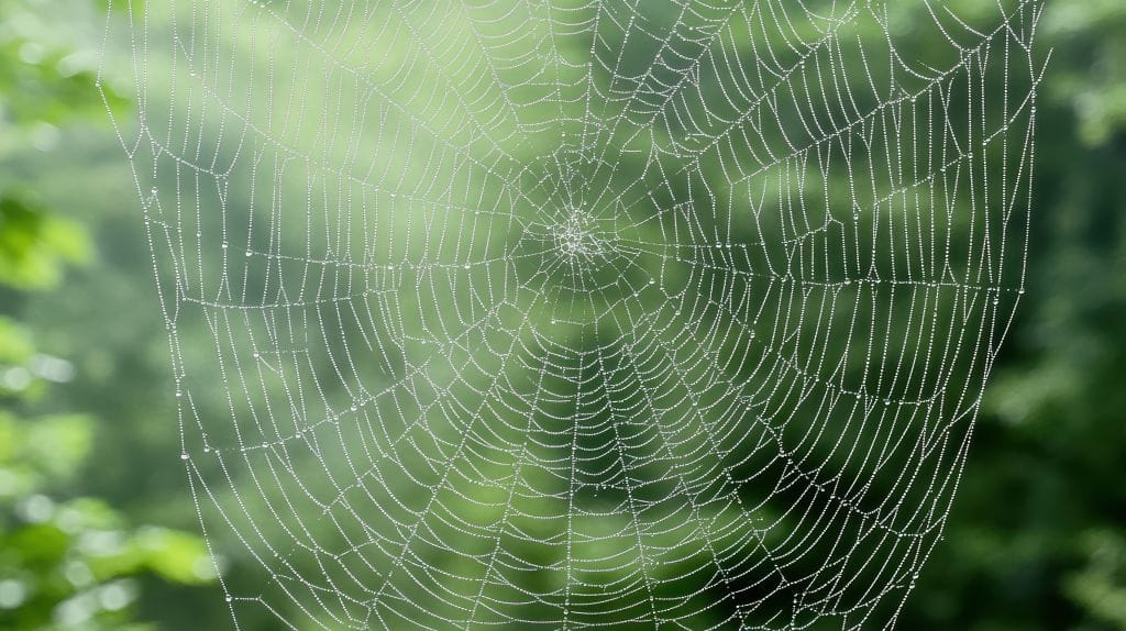Photo of a spider web in the sun
